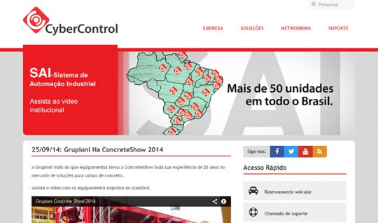 <p>Desenvolvimento do website da CyberControl, empresa especializada na criação e implementação de softwares de automação industrial e rastreamento veicular, possuindo clientes ao redor de todo o Brasil.</p>
<p>O site conta com um <a href=